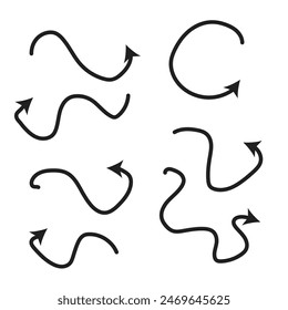 Collection hand drawn arrows. Set simple arrows isolated on white background. vector
