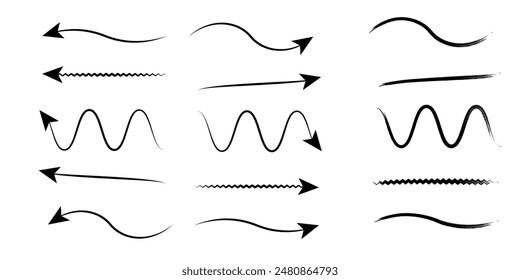 Collection hand drawn arrows. Set simple arrows isolated on white background. Arrow mark icons. Arrow paint - stock vector.arrow