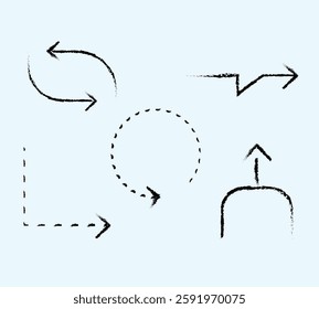 Collection hand drawn arrows. Set Doodle Arrow isolated on white background. Arrow mark icons. Arrow brush stroke stock vector.
