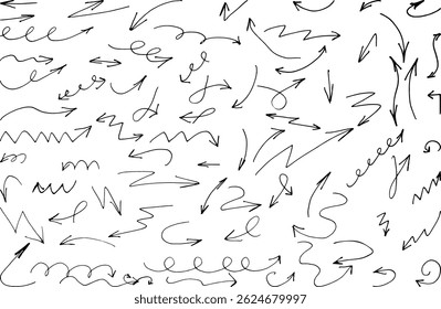 Collection hand drawn arrows Set simple arrows isolated on white transparent background Curvy wavy vector arrows Doodle illustration Sketch arrow design for business plan education Direction symbol - Powered by Shutterstock - Get 15% off with code: PIKWIZARD15