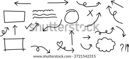 A collection of hand drawn arrows and shapes for presentations and diagrams