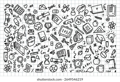 coleção de mão desenhada de volta para escola doodle element. vetor print