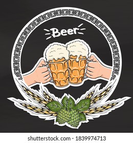 Collection of hand drawn beer accessories. Vector illustration. Monochrome. Isolated on white.