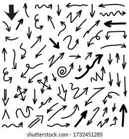 Collection Of Hand Drawn Black Arrow Set