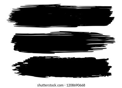 Collection of hand drawn black grunge brushes. Vector Grunge Brushes. Dirty Artistic Design Elements. Creative Design Elements. White background. Distress Frame, Logo, Banner, Wallpaper.