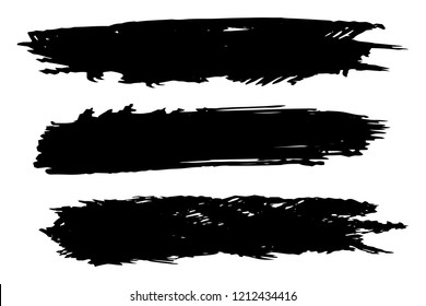 Collection of hand drawn black grunge brushes. Vector Grunge Brushes. Dirty Artistic Design Elements. Creative Design Elements. White background. Distress Frame, Logo, Banner, Wallpaper.