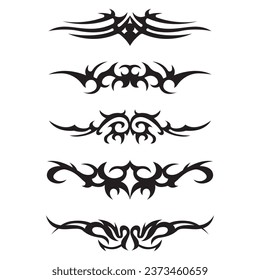 Collection of hand drawn black tribal tattoos