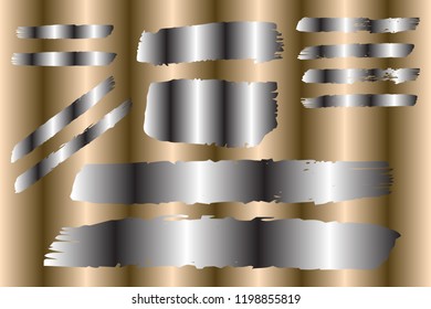 Collection of hand drawn black, white stripe grunge brushes. Vector Grunge Brushes. Dirty Artistic Design Elements. Creative Design Elements. Brown background. Distress Frame, Logo, Banner, Wallpaper.