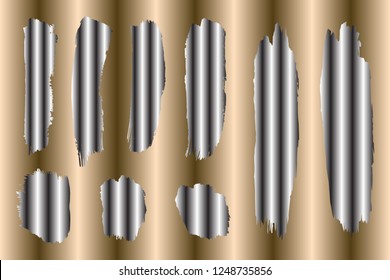Collection of hand drawn black, white stripe grunge brushes. Vector Grunge Brushes. Dirty Artistic Design Elements. Creative Design Elements. Brown background. Distress Frame, Logo, Banner, Wallpaper.