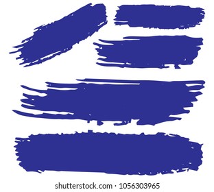 Collection of hand drawn blue grunge brushes. Vector Grunge Brushes. Dirty Artistic Design Elements. Creative Design Elements. White background. Distress Frame, Logo, Banner, Wallpaper.