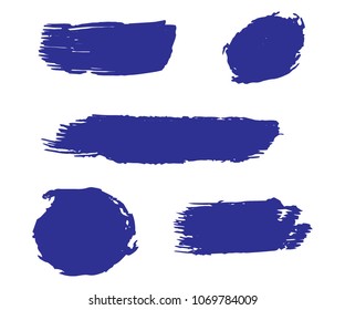 Collection of hand drawn blue grunge brushes. Vector Grunge Brushes. Dirty Artistic Design Elements. Creative Design Elements. White background. Distress Frame, Logo, Banner, Wallpaper.