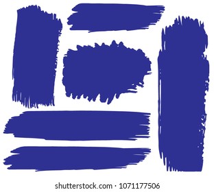 Collection of hand drawn blue grunge brushes. Vector Grunge Brushes. Dirty Artistic Design Elements. Creative Design Elements. White background. Distress Frame, Logo, Banner, Wallpaper.