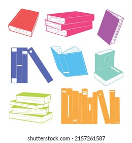 collection hand drawn books doodle illustration for stickers poster etc