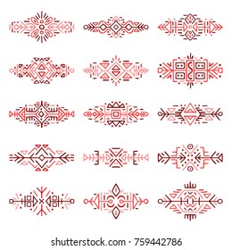 Collection of Hand Drawn Borders in Ethnic Style. Aztec art dividers. Trendy boho separators. Tattoo design.