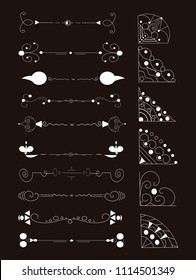 Collection of hand drawn borders.Doodle design elements.Unique swirls and dividers for your design. Vector label, ribbon,symbol, ornament, frames and scroll elements.