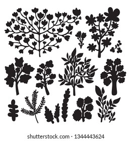 Collection of hand drawn branches on white background, vector eps8 illustration
