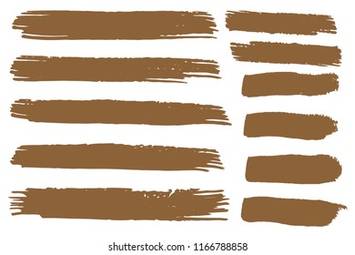 Collection of hand drawn brown grunge brushes. Vector Grunge Brushes. Dirty Artistic Design Elements. Creative Design Elements. White background. Distress Frame, Logo, Banner, Wallpaper.
