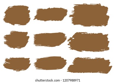 Collection of hand drawn brown grunge brushes. Vector Grunge Brushes. Dirty Artistic Design Elements. Creative Design Elements. White background. Distress Frame, Logo, Banner, Wallpaper.