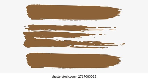 Coleção de pincéis de grunge castanhos desenhados à mão. Pincéis Grunge Vetoriais. Elementos de design artístico sujo. Elementos de design criativo. Fundo branco. Moldura de socorro, logotipo, banner, papel de parede.