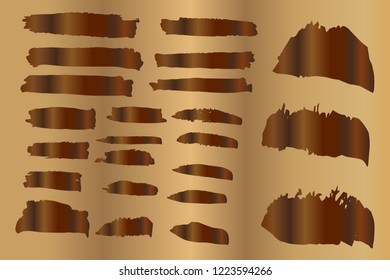 Collection of hand drawn brown stripes grunge brushes. Vector Grunge Brushes. Dirty Artistic Design Elements. Creative Design Elements. Brown background. Distress Frame, Logo, Banner, Wallpaper.