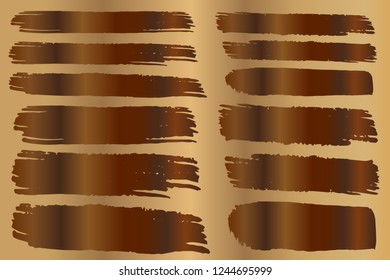 Collection of hand drawn brown stripes grunge brushes. Vector Grunge Brushes. Dirty Artistic Design Elements. Creative Design Elements. Brown background. Distress Frame, Logo, Banner, Wallpaper.