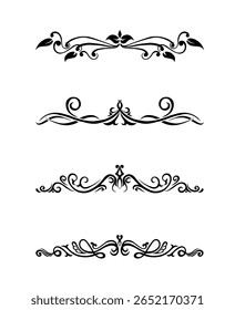 collection Hand drawn calligraphy ornament borders corners classic vintage vector