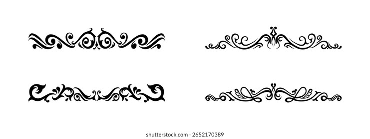 collection Hand drawn calligraphy ornament borders corners classic vintage vector