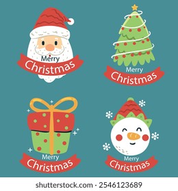 Collection Hand Drawn Christmas Badge Design