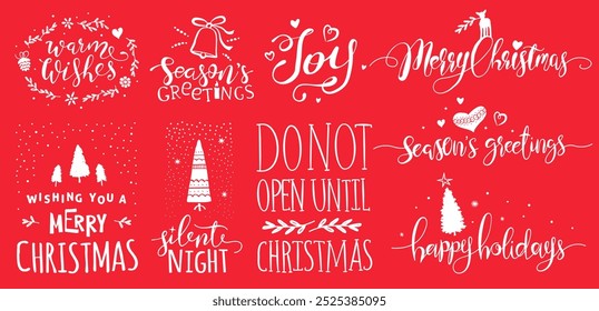 A collection of hand drawn christmas greetings.