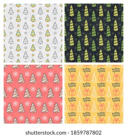 Collection of hand drawn Christmas patterns