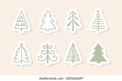 Collection of hand drawn Christmas trees. Vector