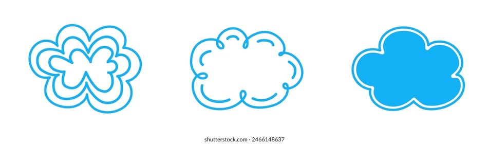 Colección de nubes dibujadas a mano. Iconos en estilo de dibujos animados. Ilustración vectorial