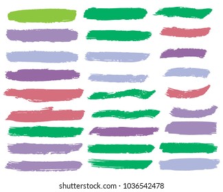 Collection of hand drawn colorful grunge brushes. Vector Grunge Brushes. Dirty Artistic Design Elements. Creative Design Elements. Rainbow background. Distress Frame, Logo, Banner, Wallpaper.