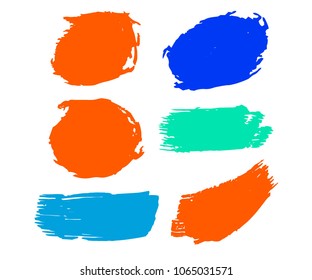 Collection of hand drawn colorful grunge brushes. Vector Grunge Brushes. Dirty Artistic Design Elements. Creative Design Elements. Rainbow background. Distress Frame, Logo, Banner, Wallpaper.