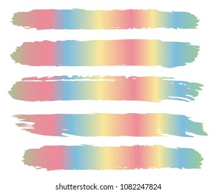 Collection of hand drawn colorful grunge brushes. Vector Grunge Brushes. Dirty Artistic Design Elements. Creative Design Elements. Rainbow background. Distress Frame, Logo, Banner, Wallpaper.