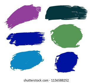Collection of hand drawn colorful grunge brushes. Vector Grunge Brushes. Dirty Artistic Design Elements. Creative Design Elements. Rainbow background. Distress Frame, Logo, Banner, Wallpaper.