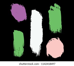 Collection of hand drawn colorful grunge brushes. Vector Grunge Brushes. Dirty Artistic Design Elements. Creative Design Elements. Dark background. Distress Frame, Logo, Banner, Wallpaper.