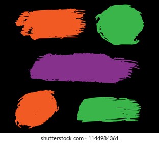 Collection of hand drawn colorful grunge brushes. Vector Grunge Brushes. Dirty Artistic Design Elements. Creative Design Elements. Dark background. Distress Frame, Logo, Banner, Wallpaper.