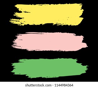 Collection of hand drawn colorful grunge brushes. Vector Grunge Brushes. Dirty Artistic Design Elements. Creative Design Elements. Dark background. Distress Frame, Logo, Banner, Wallpaper.
