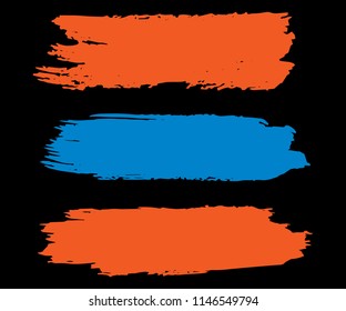 Collection of hand drawn colorful grunge brushes. Vector Grunge Brushes. Dirty Artistic Design Elements. Creative Design Elements. Dark background. Distress Frame, Logo, Banner, Wallpaper.