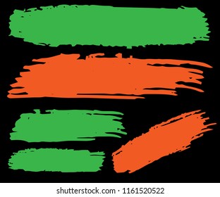 Collection of hand drawn colorful grunge brushes. Vector Grunge Brushes. Dirty Artistic Design Elements. Creative Design Elements. Dark background. Distress Frame, Logo, Banner, Wallpaper.