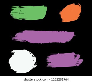 Collection of hand drawn colorful grunge brushes. Vector Grunge Brushes. Dirty Artistic Design Elements. Creative Design Elements. Dark background. Distress Frame, Logo, Banner, Wallpaper.