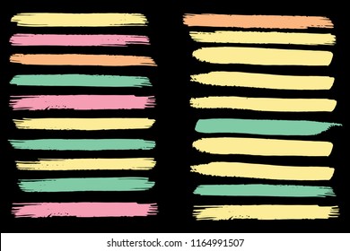 Collection of hand drawn colorful grunge brushes. Vector Grunge Brushes. Dirty Artistic Design Elements. Creative Design Elements. Rainbow background. Distress Frame, Logo, Banner, Wallpaper.