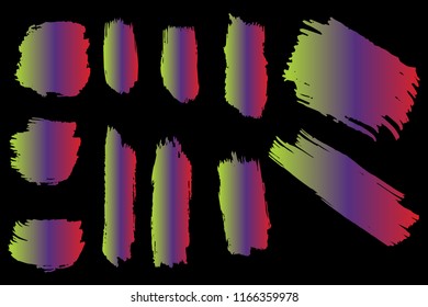Collection of hand drawn colorful grunge brushes. Vector Grunge Brushes. Dirty Artistic Design Elements. Creative Design Elements. Rainbow background. Distress Frame, Logo, Banner, Wallpaper.