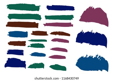 Collection of hand drawn colorful grunge brushes. Vector Grunge Brushes. Dirty Artistic Design Elements. Creative Design Elements. Rainbow background. Distress Frame, Logo, Banner, Wallpaper.