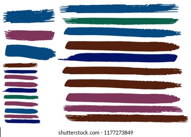 Collection of hand drawn colorful grunge brushes. Vector Grunge Brushes. Dirty Artistic Design Elements. Creative Design Elements. Rainbow background. Distress Frame, Logo, Banner, Wallpaper.