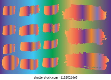 Collection of hand drawn colorful grunge brushes. Vector Grunge Brushes. Dirty Artistic Design Elements. Creative Design Elements. Rainbow background. Distress Frame, Logo, Banner, Wallpaper.
