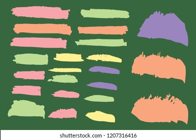 Collection of hand drawn colorful grunge brushes. Vector Grunge Brushes. Dirty Artistic Design Elements. Creative Design Elements. Rainbow background. Distress Frame, Logo, Banner, Wallpaper.