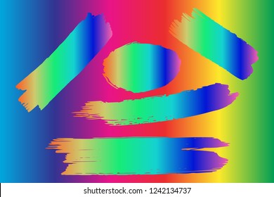 Collection of hand drawn colorful grunge brushes. Vector Grunge Brushes. Dirty Artistic Design Elements. Creative Design Elements. Rainbow background. Distress Frame, Logo, Banner, Wallpaper.