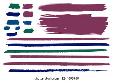 Collection of hand drawn colorful grunge brushes. Vector Grunge Brushes. Dirty Artistic Design Elements. Creative Design Elements. Rainbow background. Distress Frame, Logo, Banner, Wallpaper.